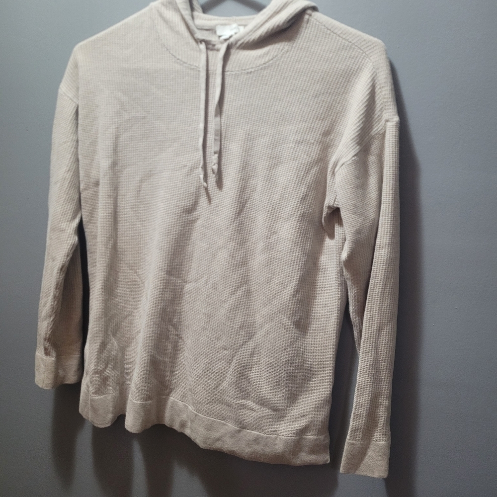 Pure Jill Textured Knit Long Sleeve Hooded Top Size XS